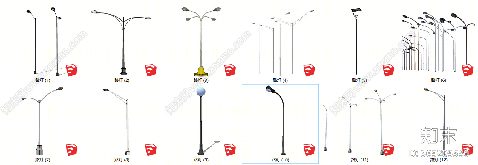 现代风格路灯24个SU模型下载【ID:365205530】