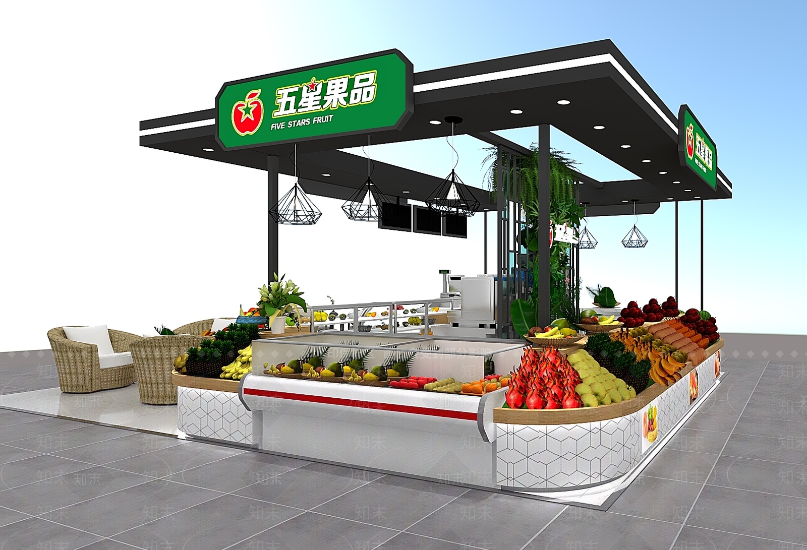 现代风格水果甜品店SU模型下载【ID:665217154】