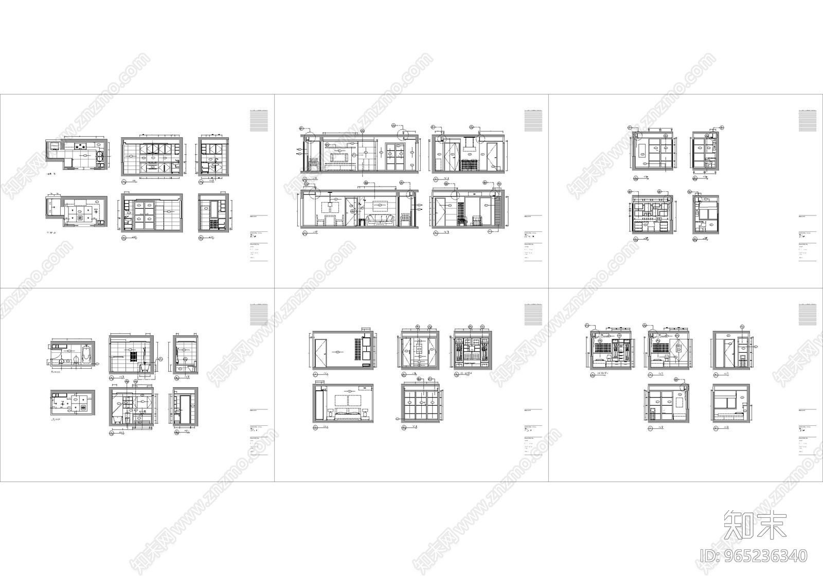 家装样板cad施工图下载【ID:965236340】