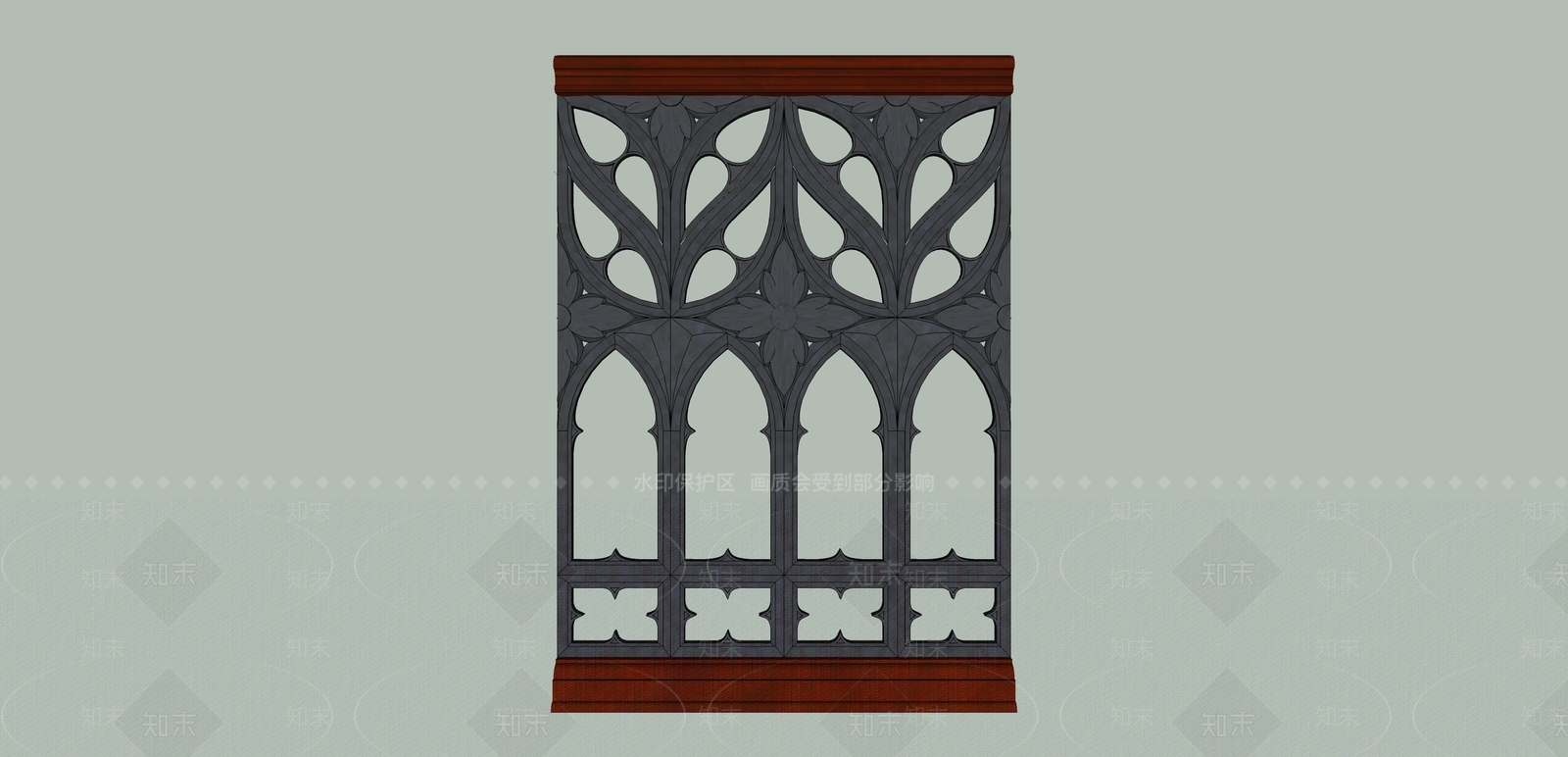 新中式风格木雕楼梯扶手SU模型下载【ID:365243779】