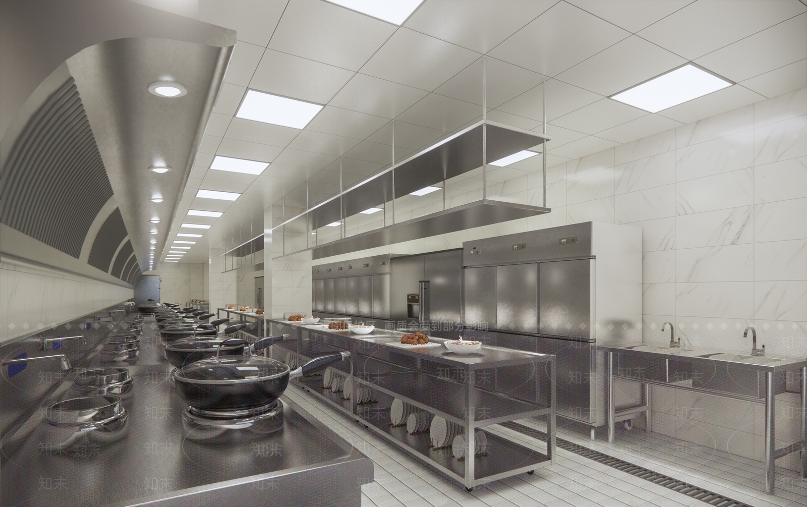 现代风格酒店厨房SU模型下载【ID:965246335】