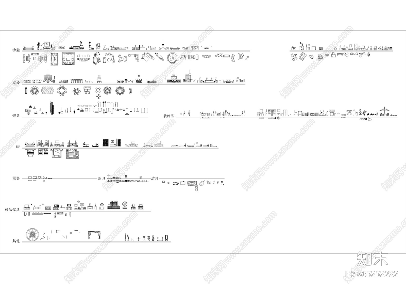 平面里面对应图块图集cad施工图下载【ID:865252222】