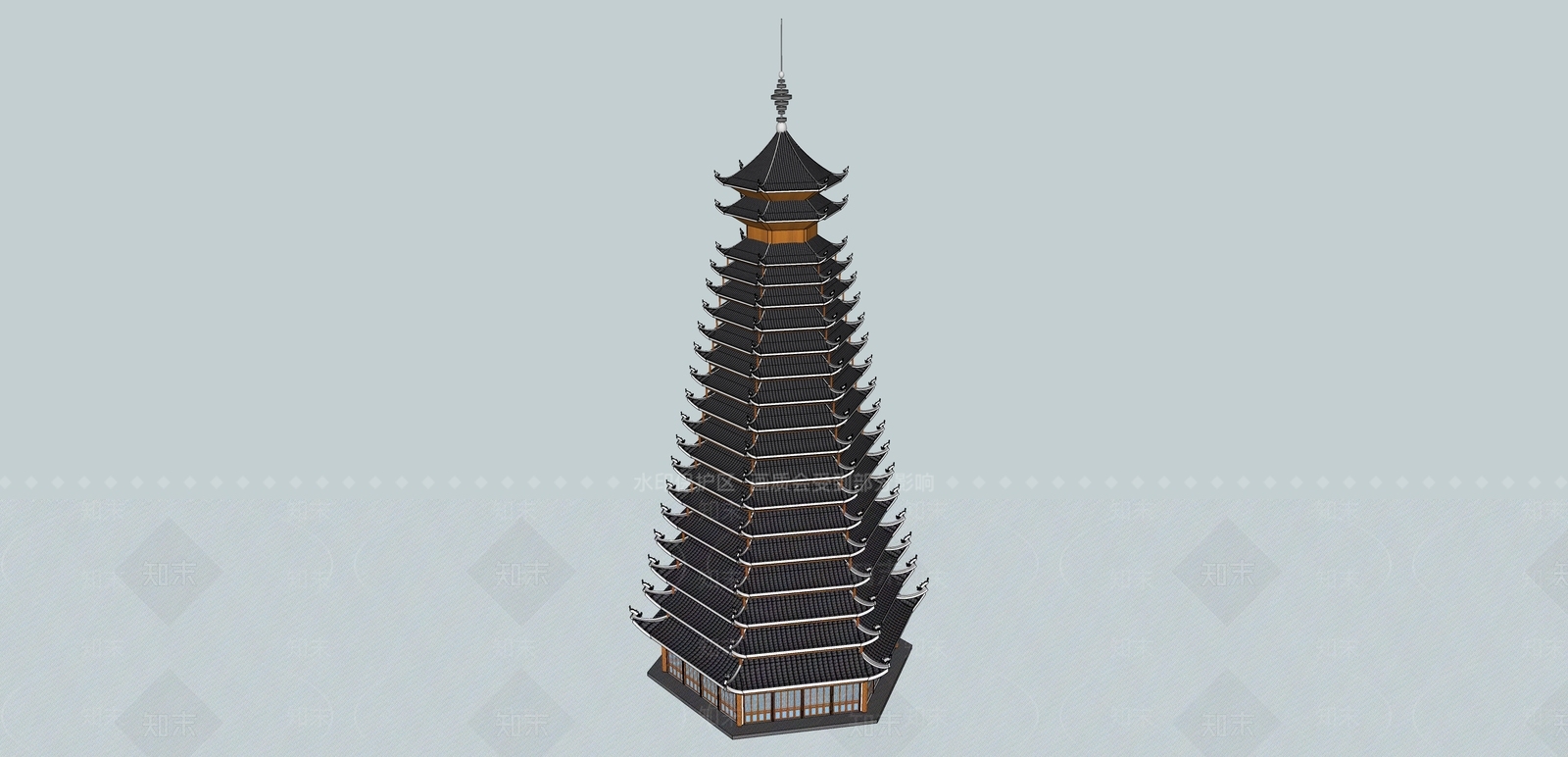 中式风格塔楼SU模型下载【ID:565269375】