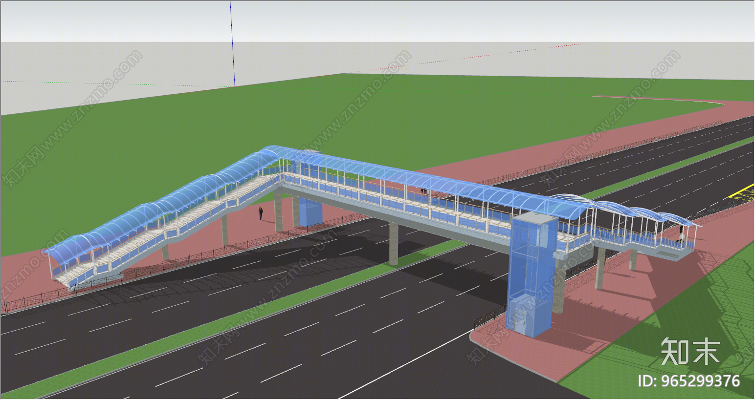 现代风格曲顶天桥SU模型下载【ID:965299376】