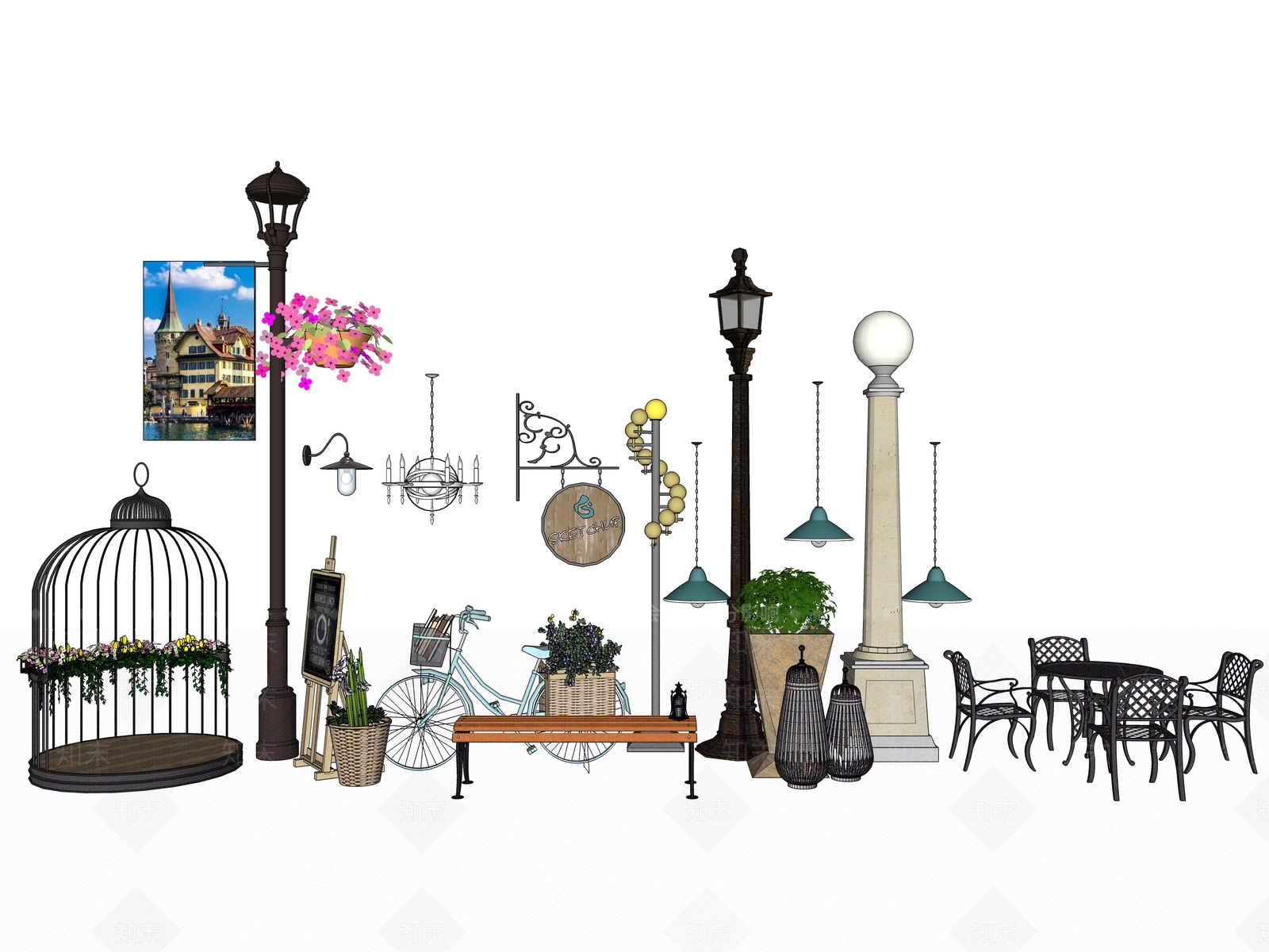 欧式风格雕塑景观小品SU模型下载【ID:665302692】