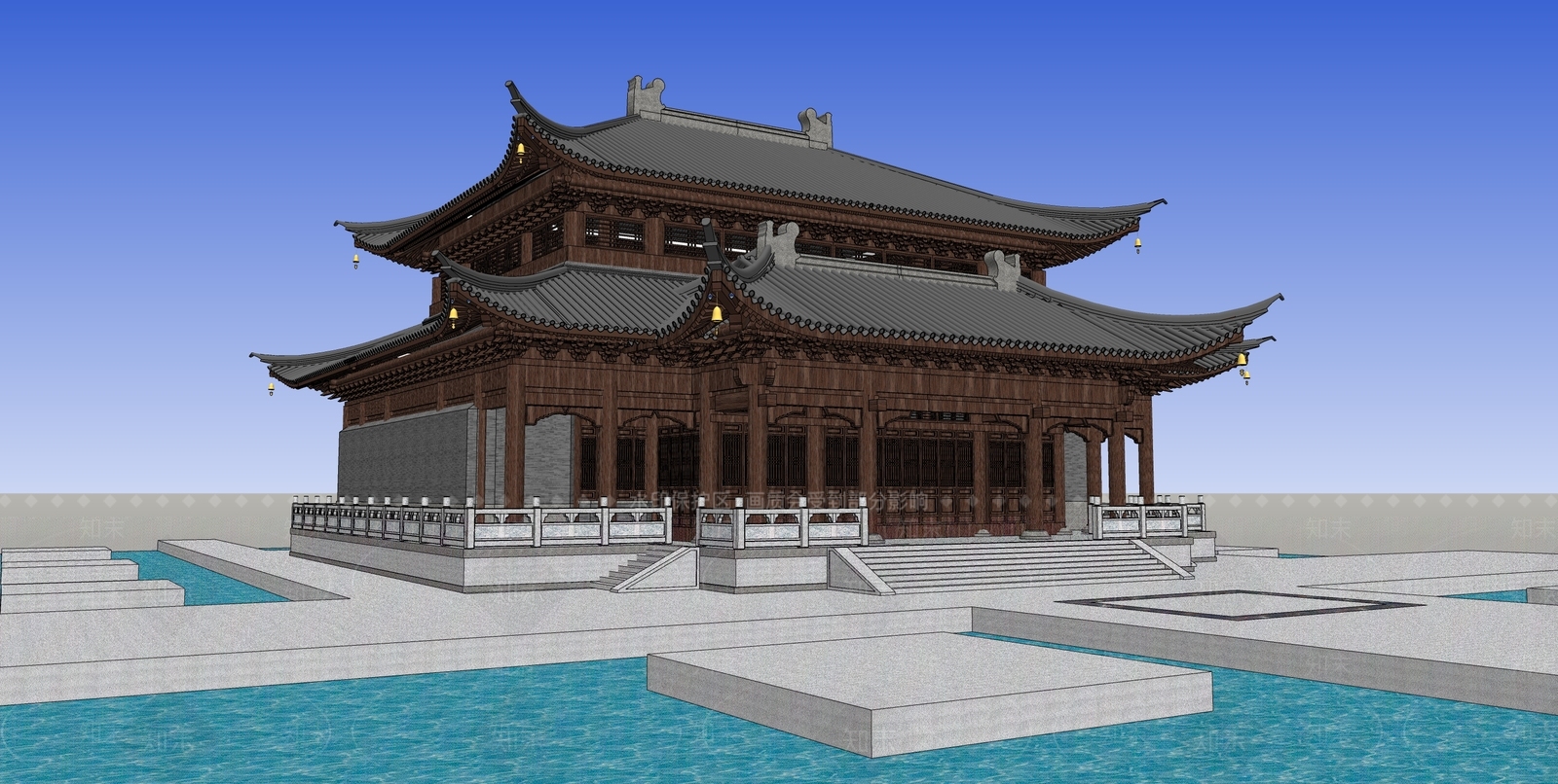 中式古建筑SU模型精品下载_SketchUp模型_知末网