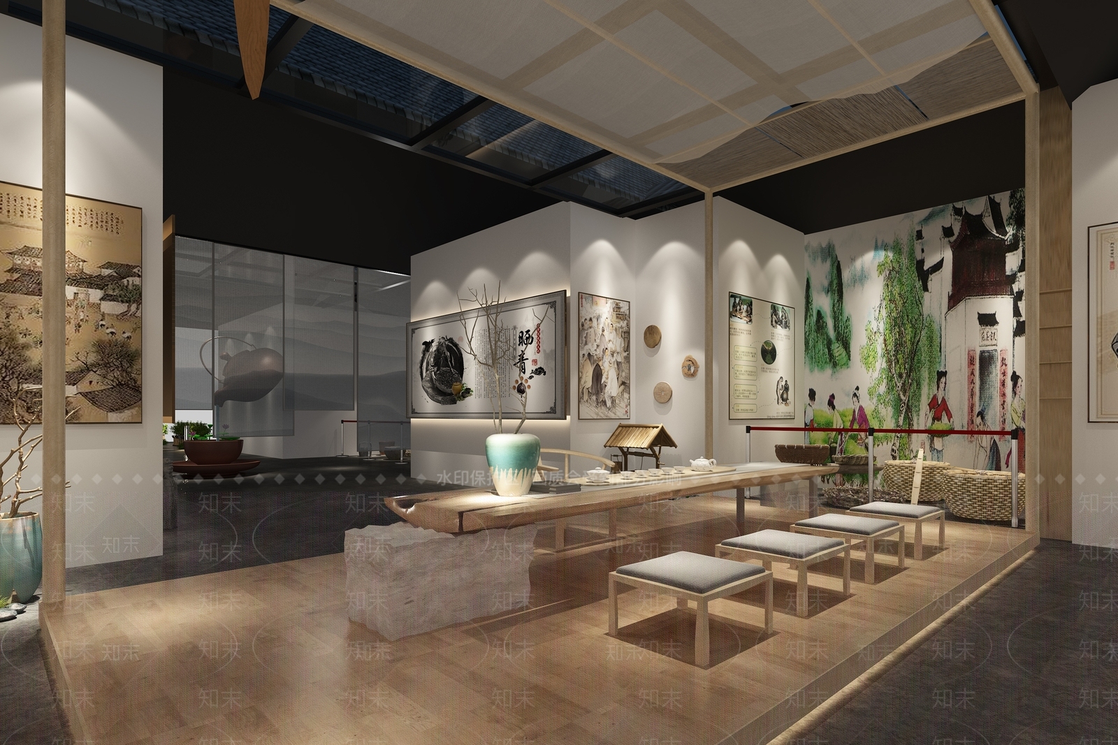 新中式茶文化博物馆3D模型下载【ID:965333401】