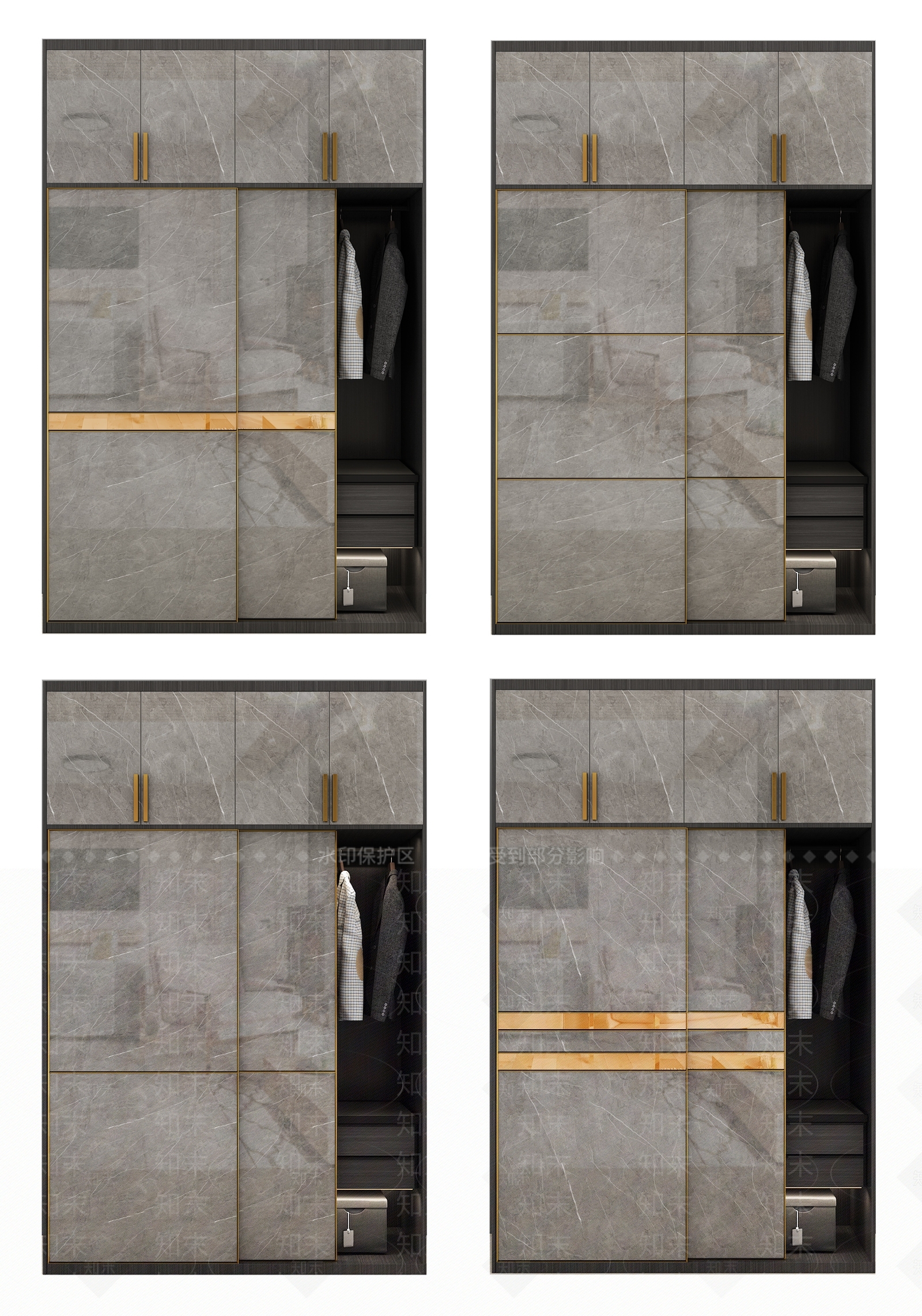 现代移门衣柜3D模型下载【ID:965353942】