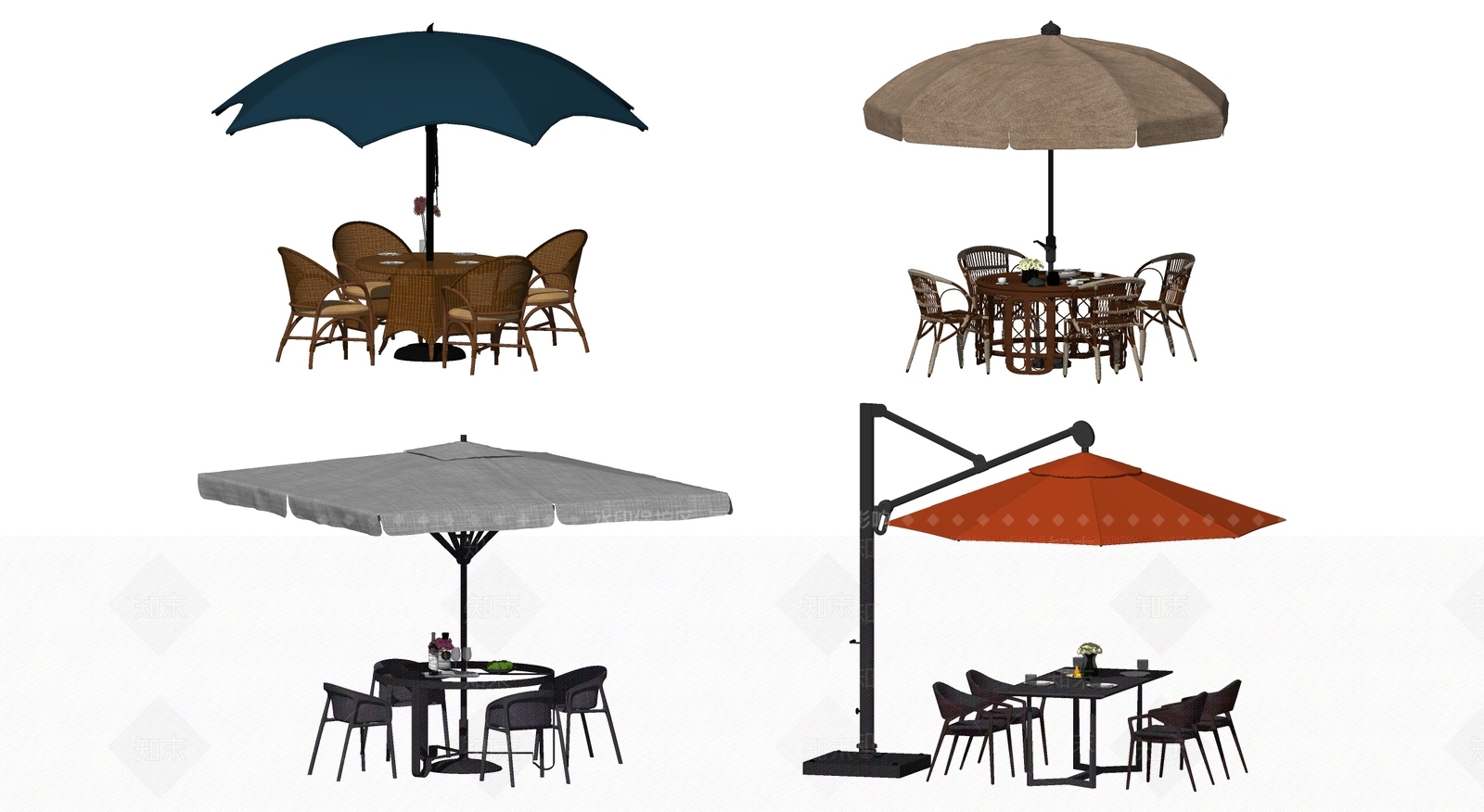 现代遮阳伞SU模型下载【ID:665358786】