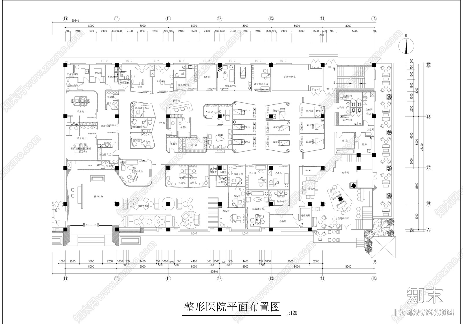 现代整形医院平面布置图施工图下载【ID:465396004】