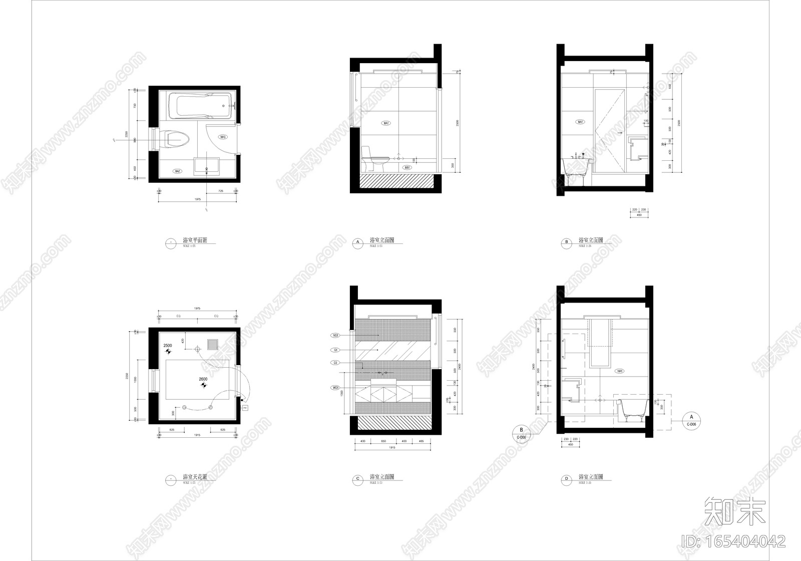 浴室立面图施工图下载【ID:165404042】