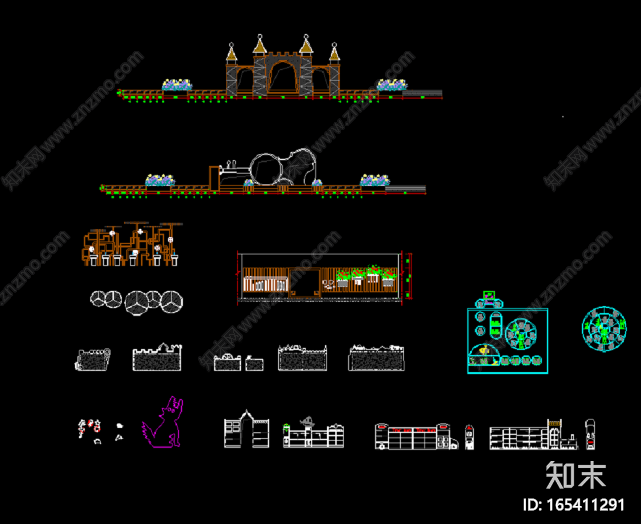 幼儿园墙面展示cad施工图下载【ID:165411291】