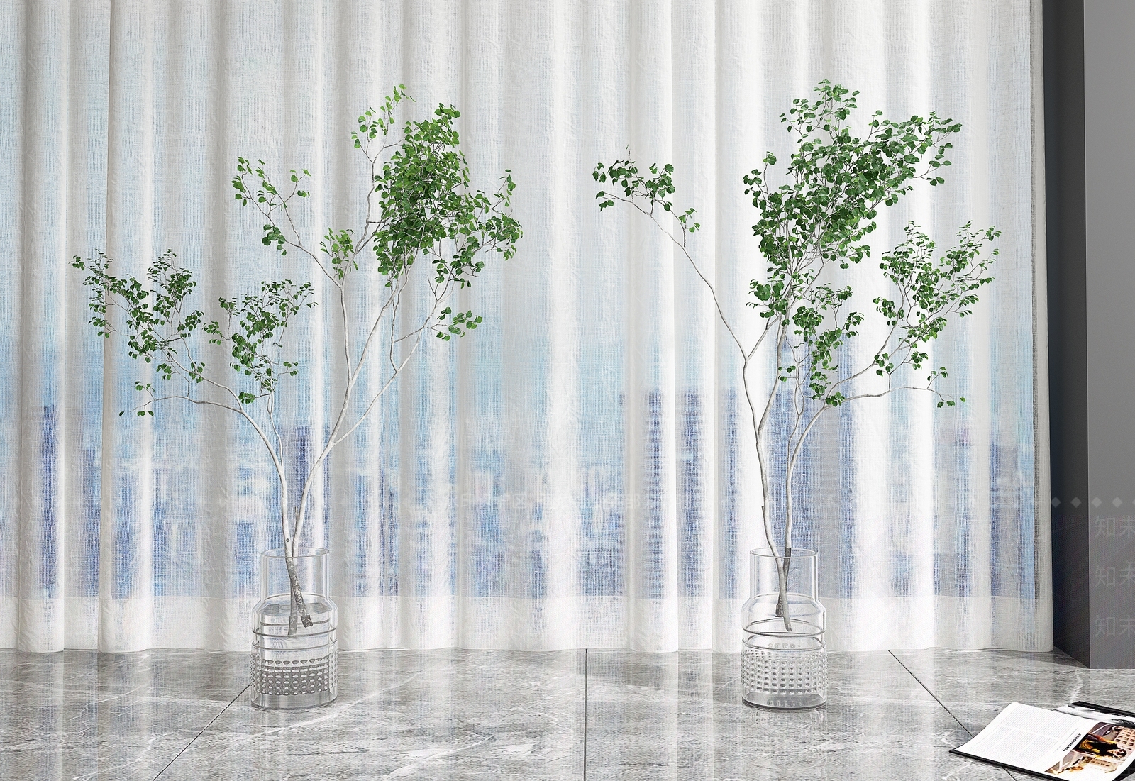 现代水生绿植3D模型下载【ID:365452990】
