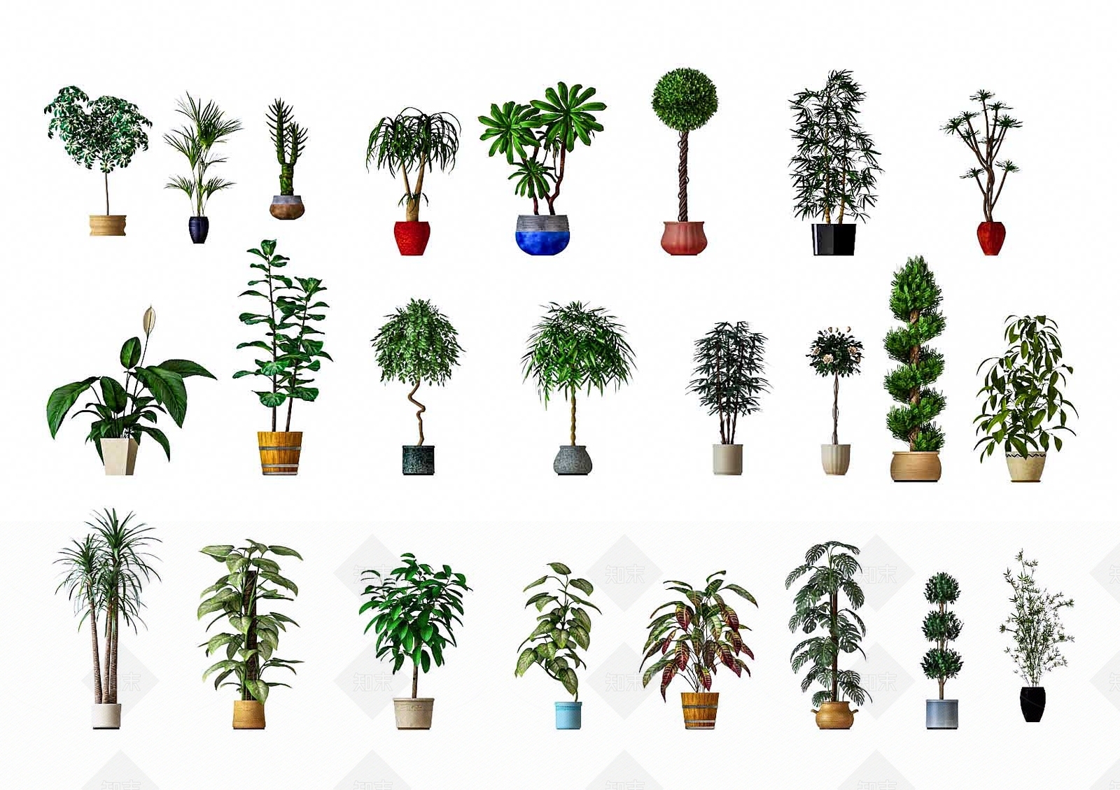 现代花草树木盆栽3D模型下载【ID:365522823】