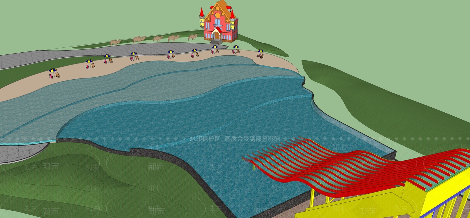 现代风格儿童玩耍水池SU模型下载【ID:965551827】