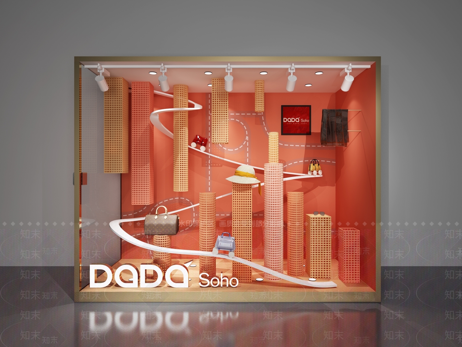 现代美陈橱窗展示3D模型下载【ID:565665434】