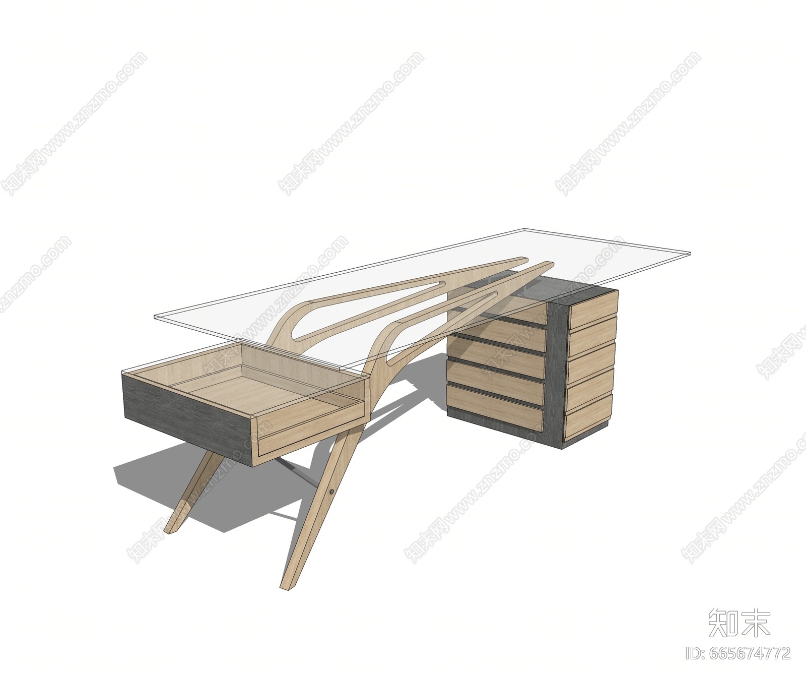 现代风格书桌SU模型下载【ID:665674772】