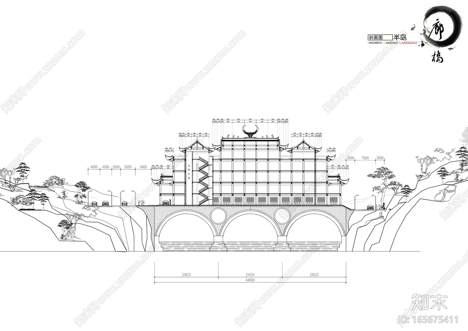 廊桥cad施工图下载【ID:165675411】