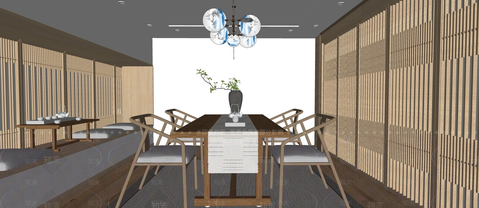 新中式风格茶室SU模型下载【ID:965676343】