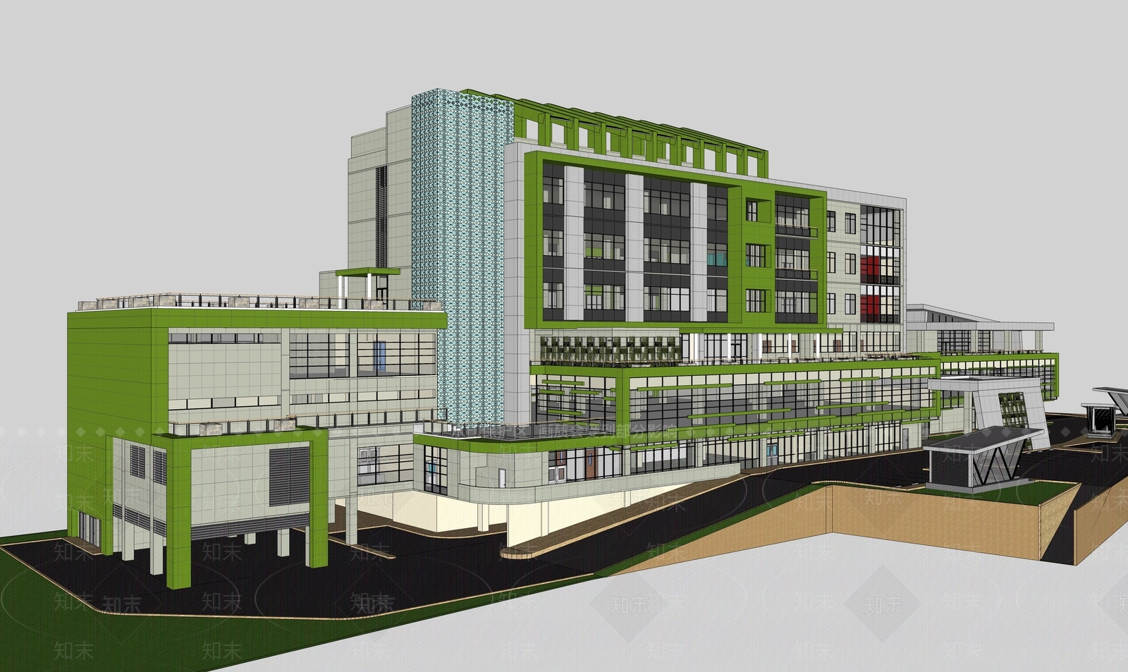 现代风格多层公建SU模型下载【ID:365676467】