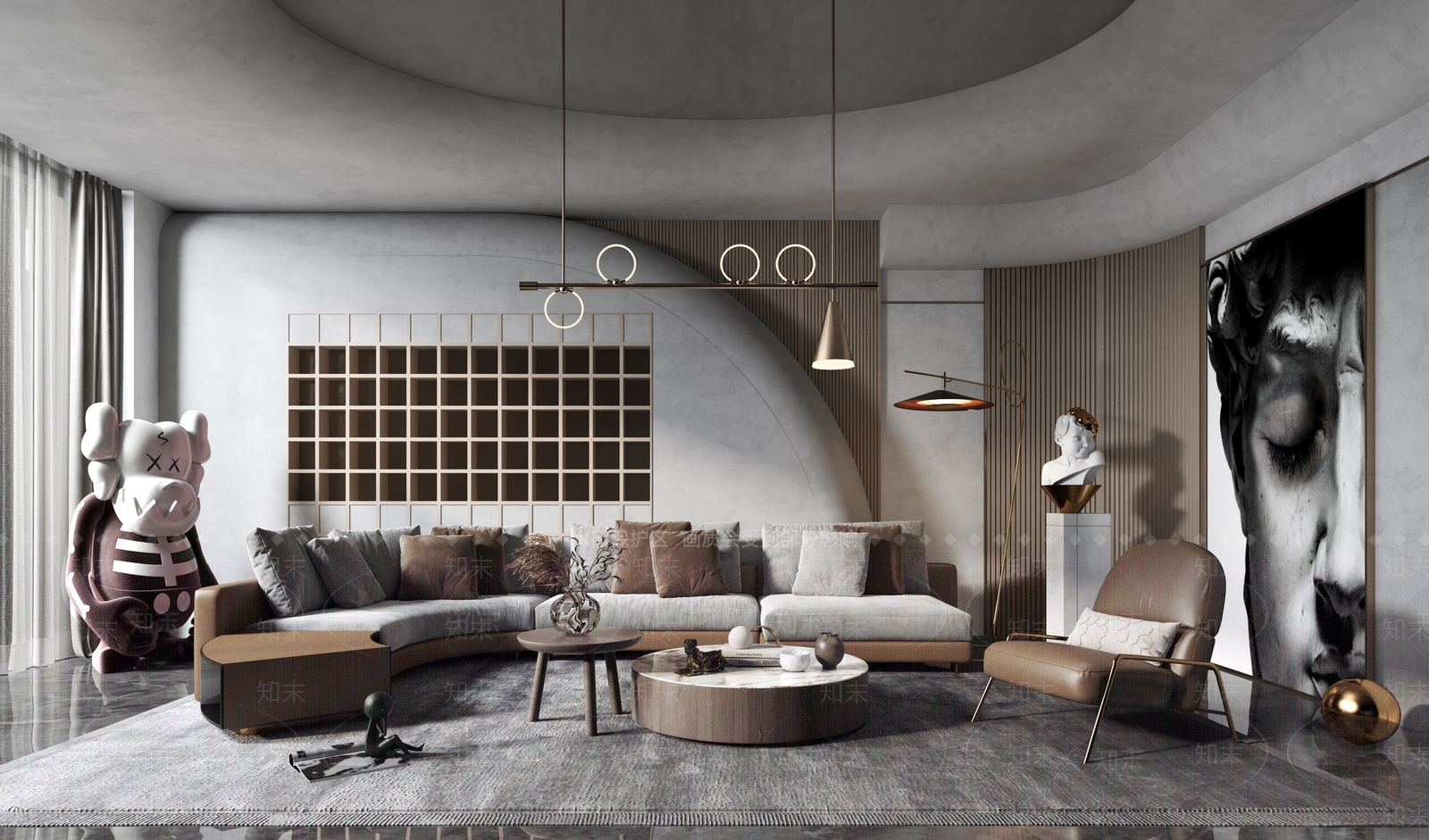 现代样板房客厅3D模型下载【ID:865682163】