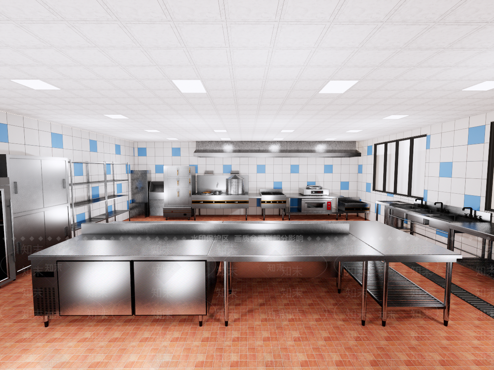 现代酒店厨房SU模型下载【ID:965685353】