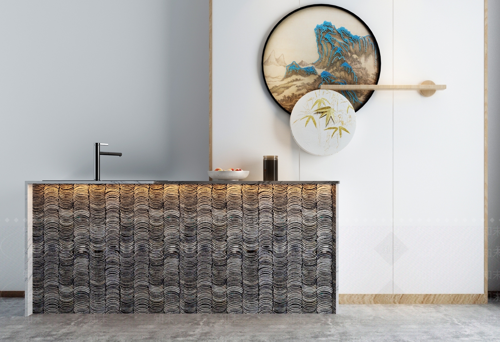 新中式酒店吧台3D模型下载【ID:765691622】