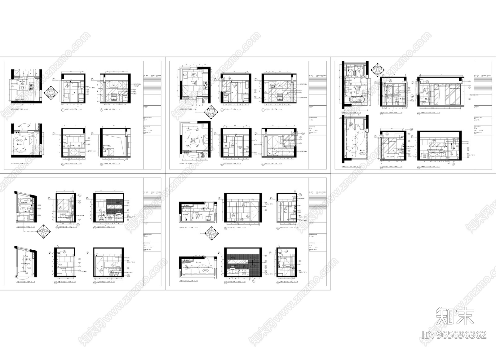 四室三厅新中式家装cad施工图下载【ID:965696362】