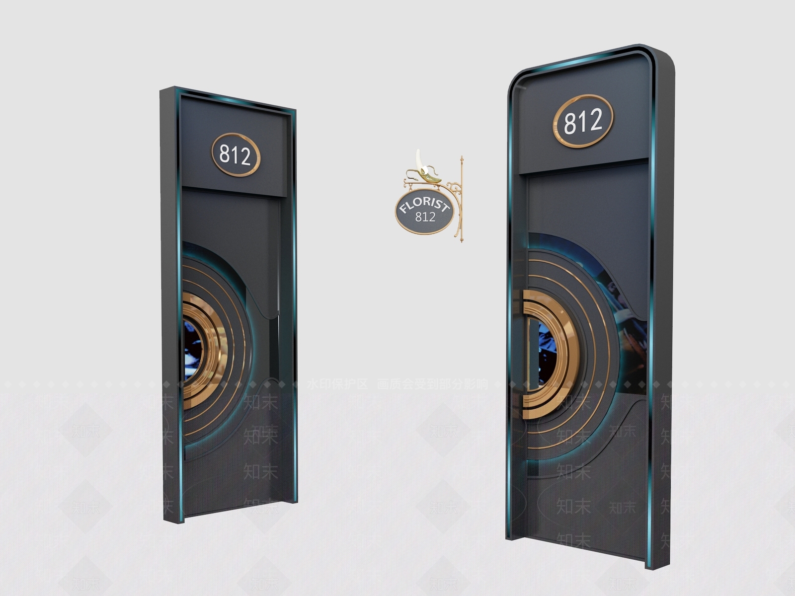 现代KTV包间门门牌3D模型下载【ID:665707739】