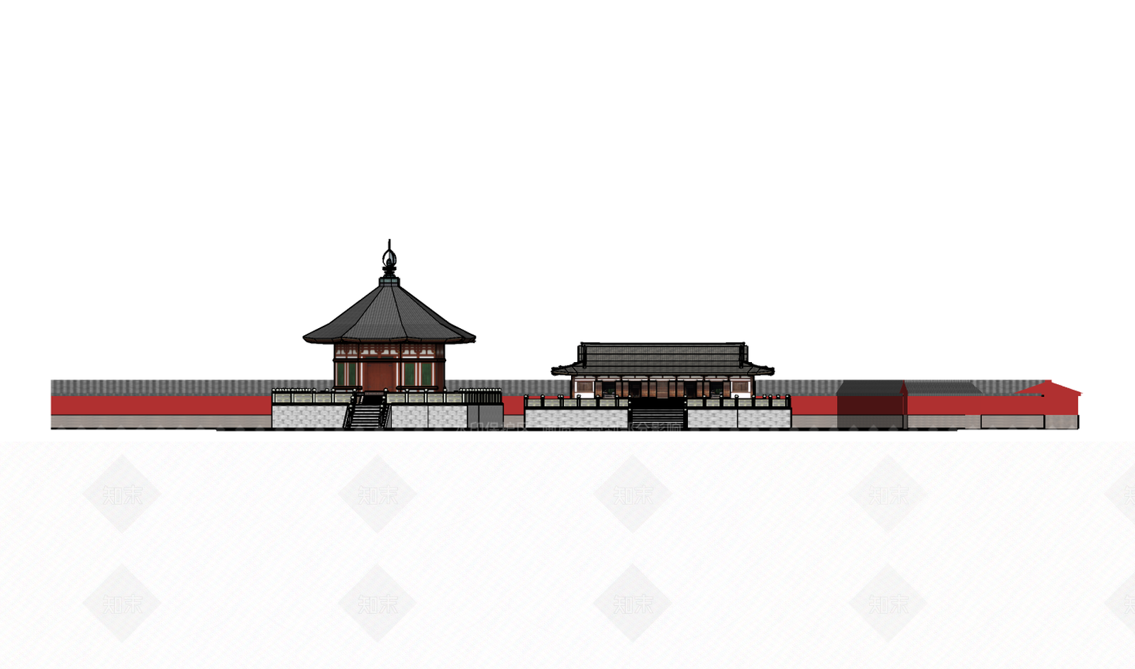 中式风格古建筑SU模型下载【ID:865707658】