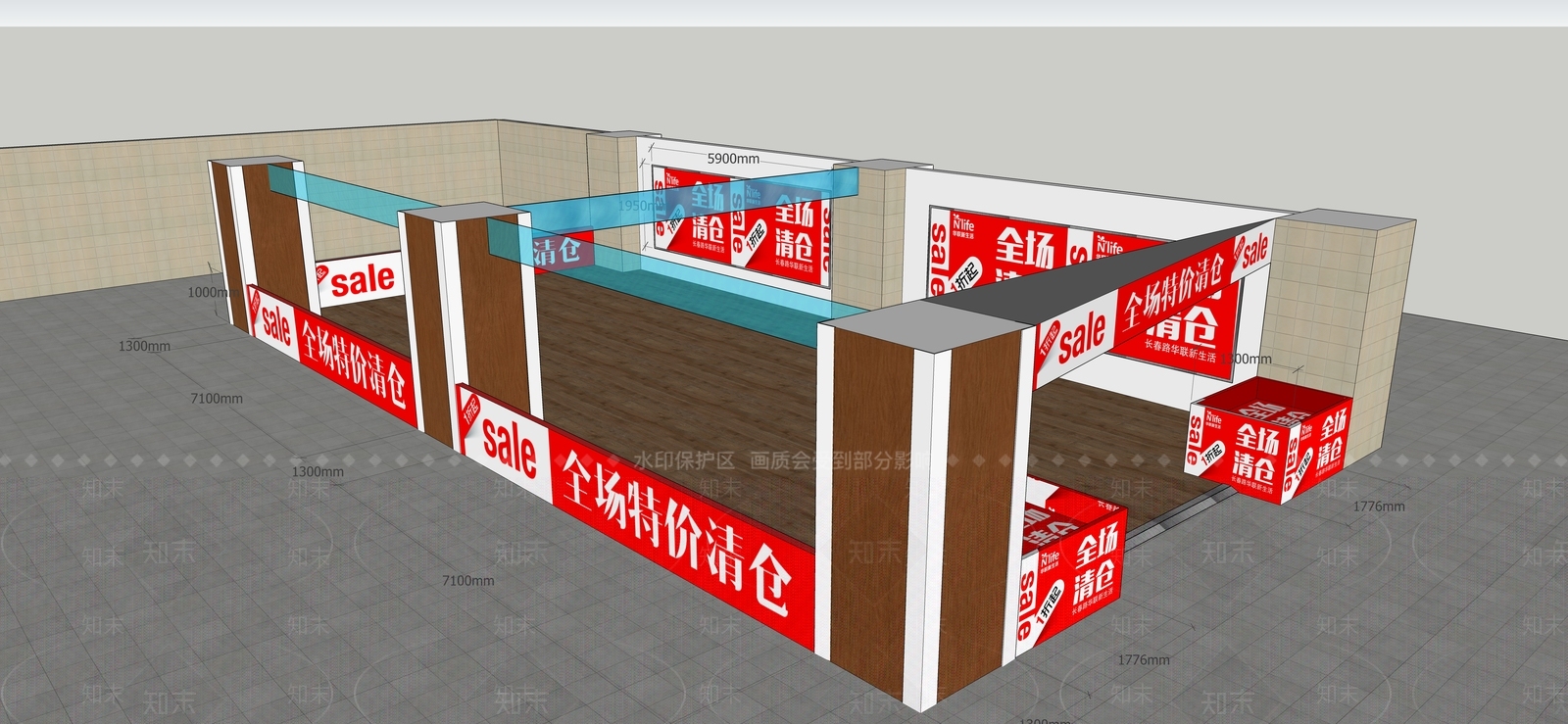 现代风格大卖场SU模型下载【ID:465739041】