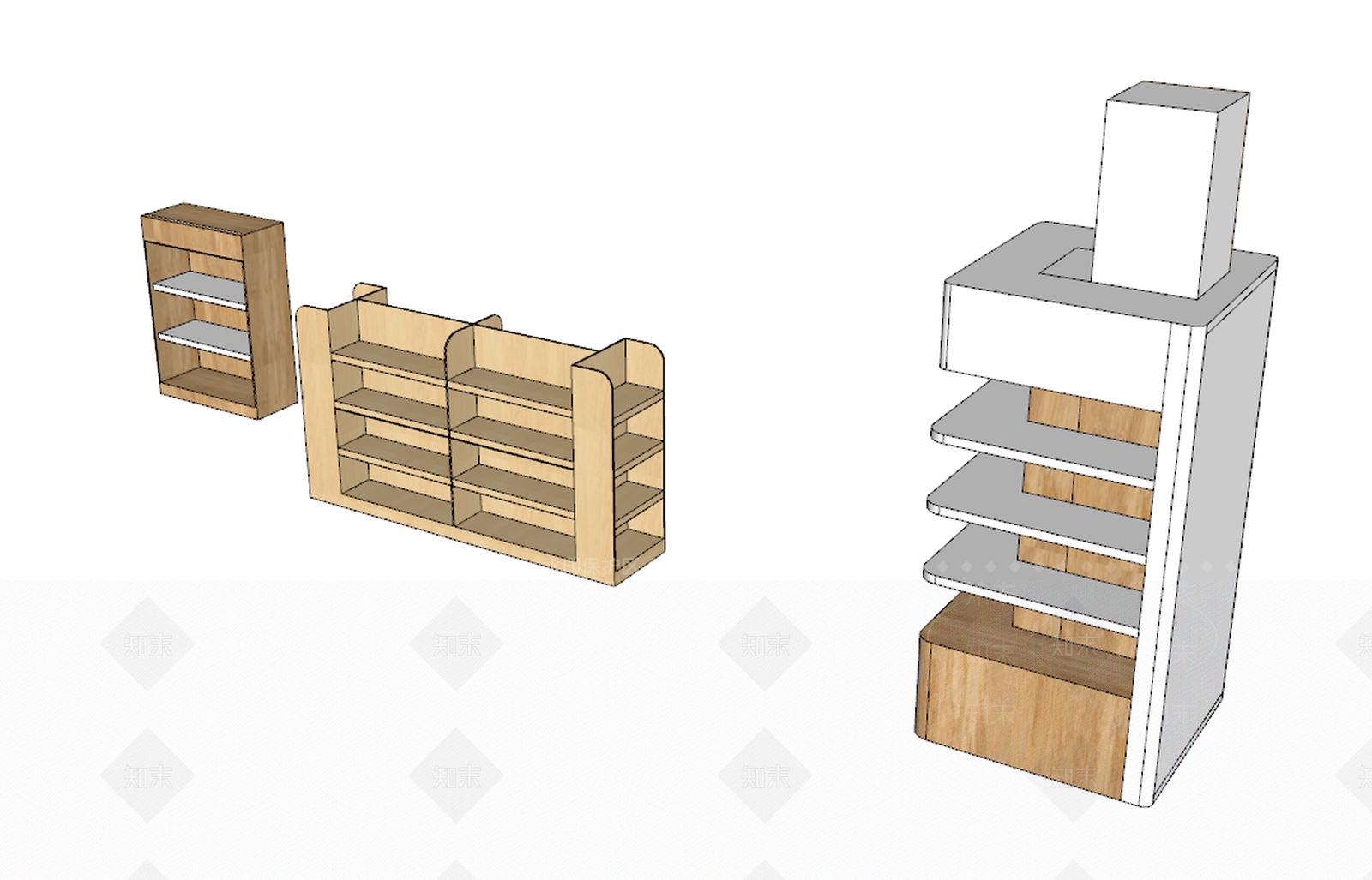 现代风格陈列柜SU模型下载【ID:365790324】