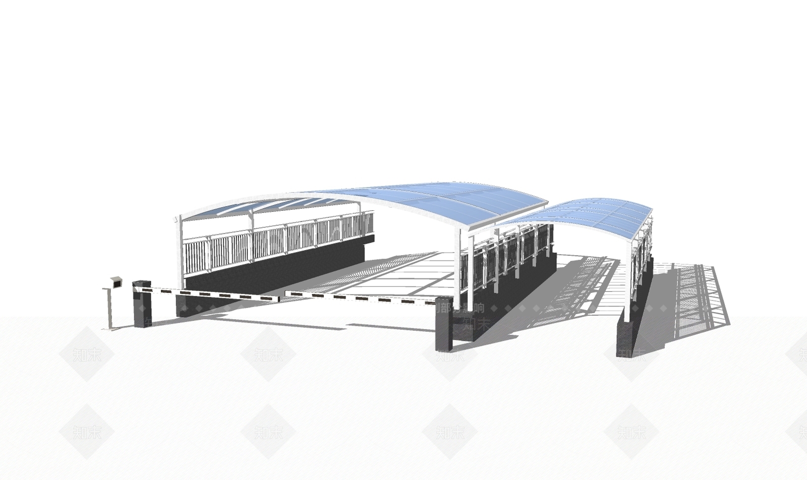 现代雨棚大门SU模型下载【ID:965826163】