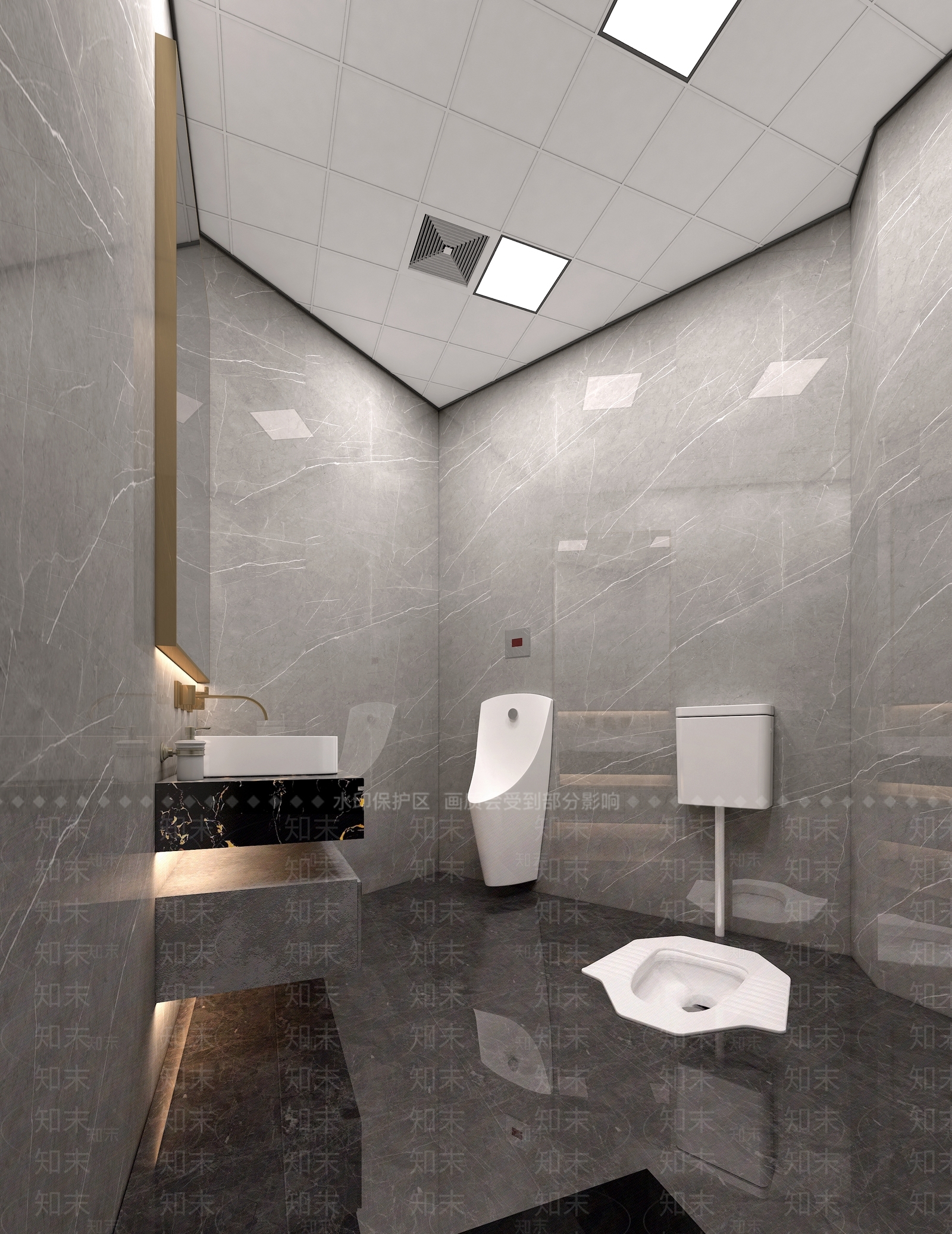 现代男女卫生间3D模型下载【ID:965828942】