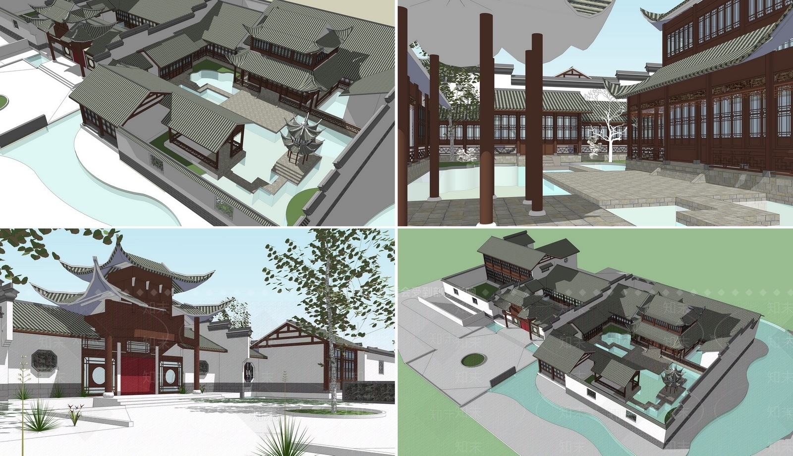中式小公建SU模型草图
