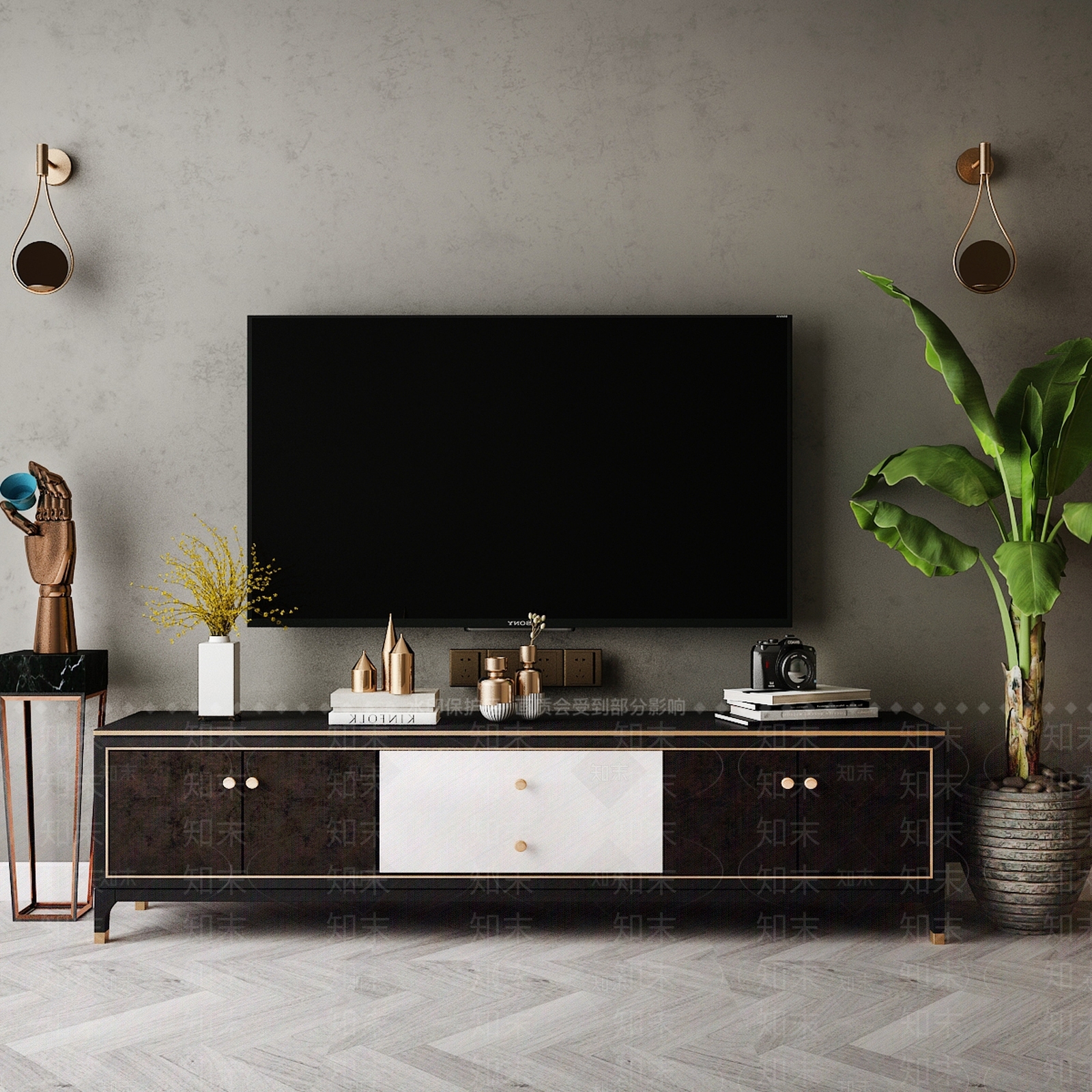 现代电视机柜组合3D模型下载【ID:165852356】