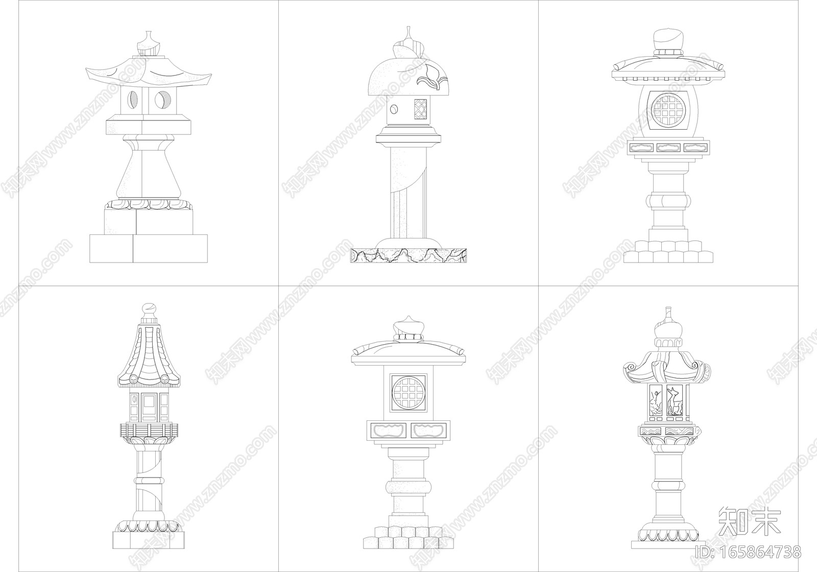 景观石灯立面CADcad施工图下载【ID:165864738】