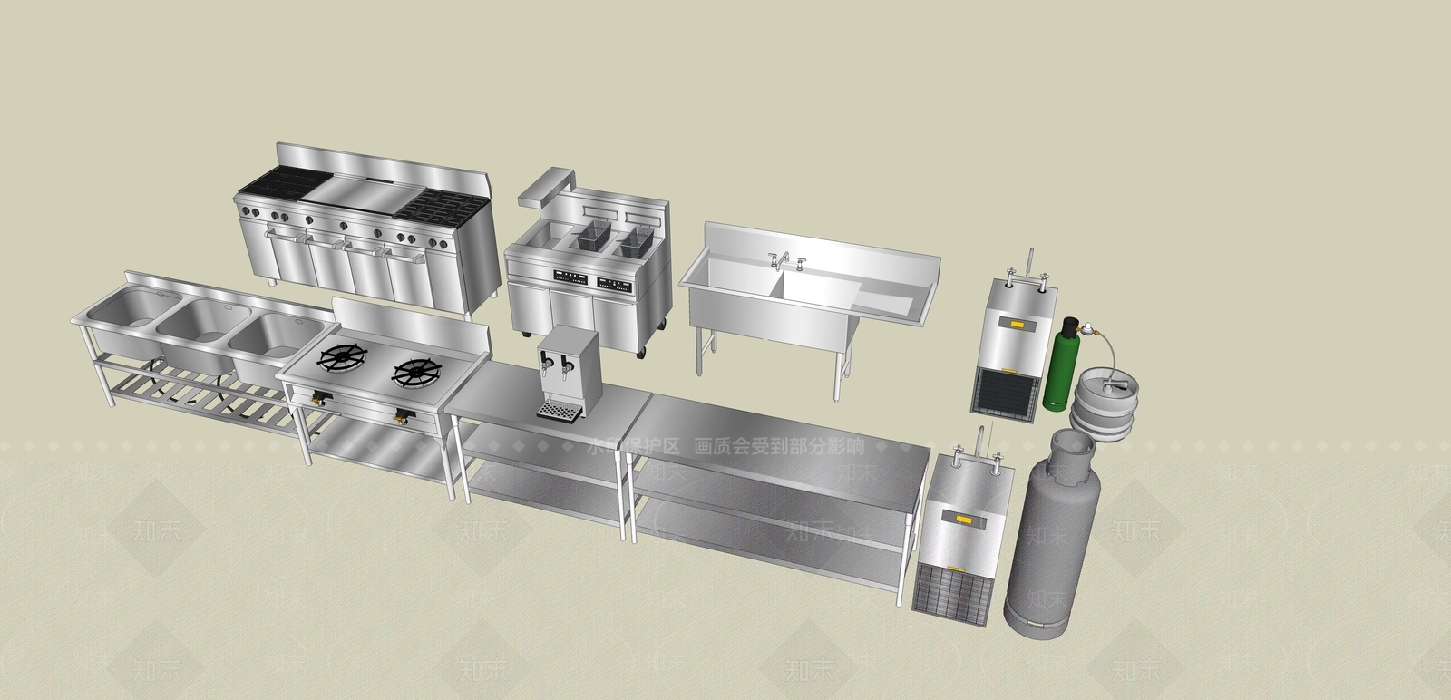现代风格酒店厨房SU模型下载【ID:965868304】