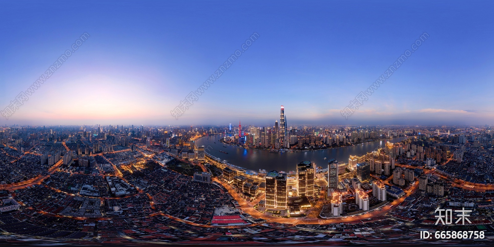 HDR夜景-上海高清全景贴图下载【ID:665868758】