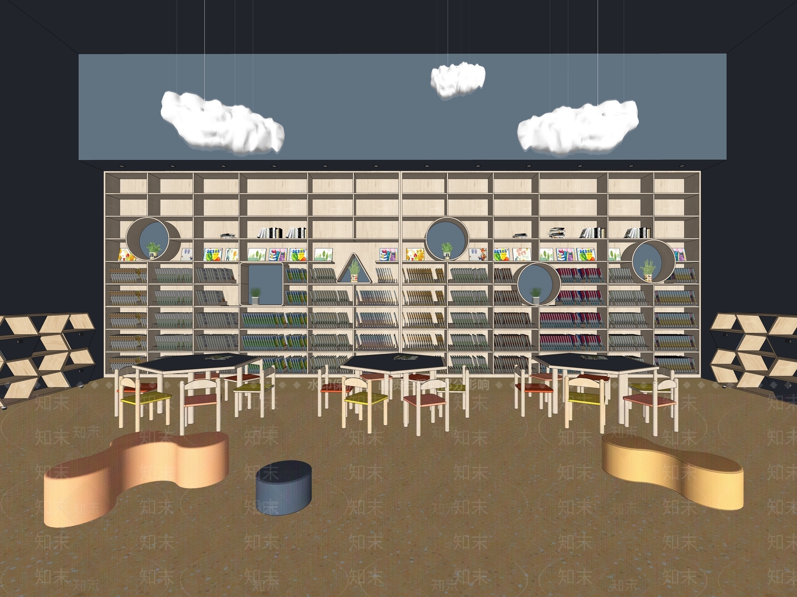 现代风格儿童图书馆SU模型下载【ID:165870207】