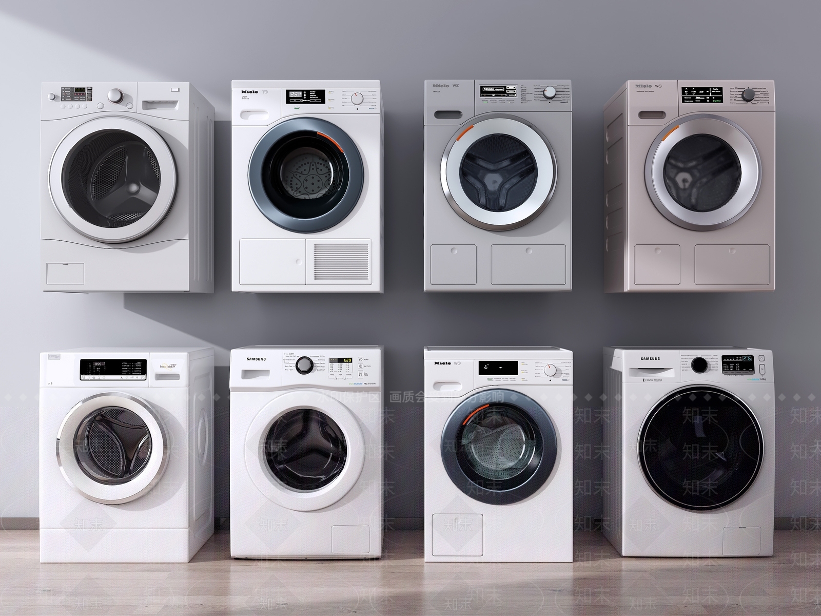 现代滚筒洗衣机3D模型下载【ID:165872535】