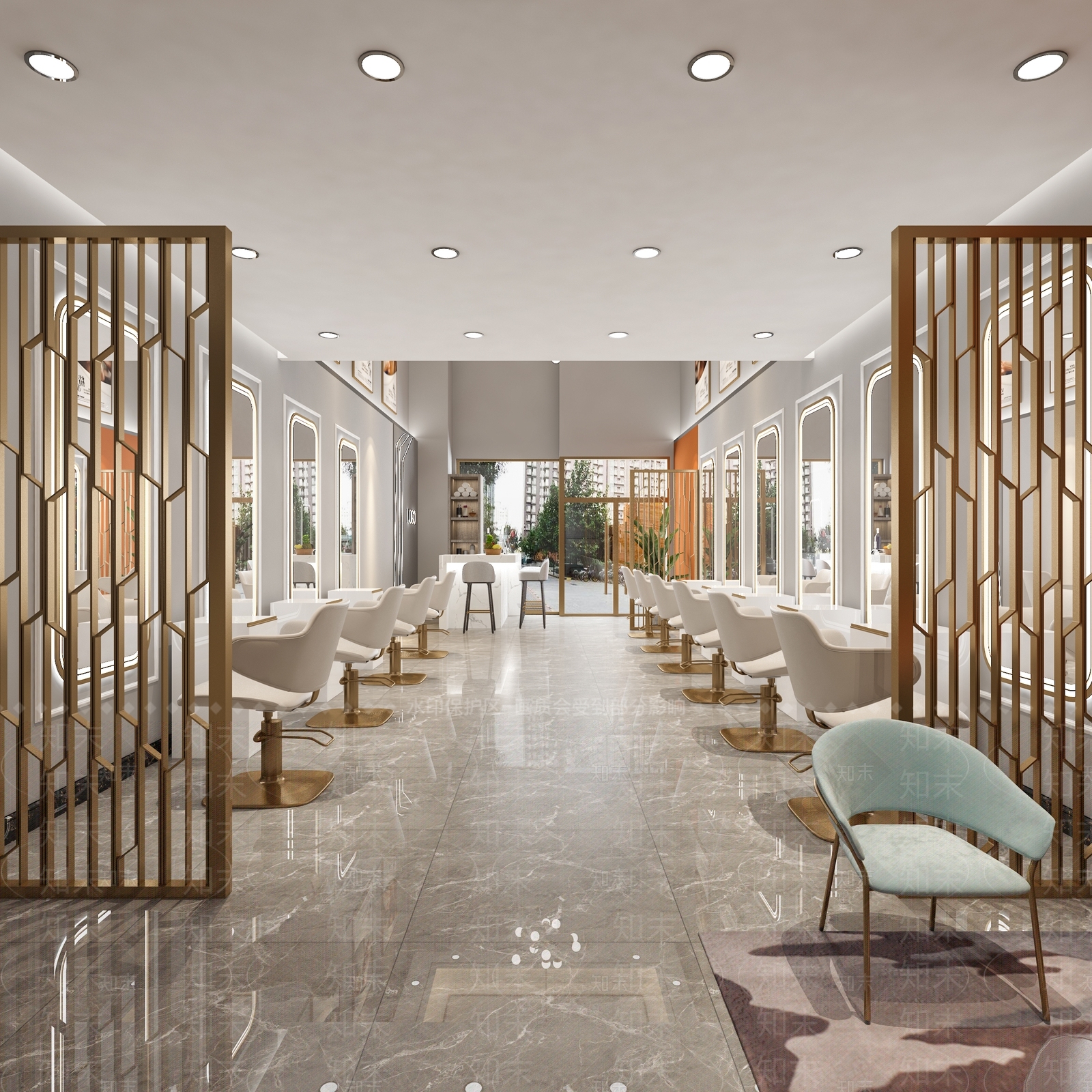 现代轻奢理发店3D模型下载【ID:965877719】