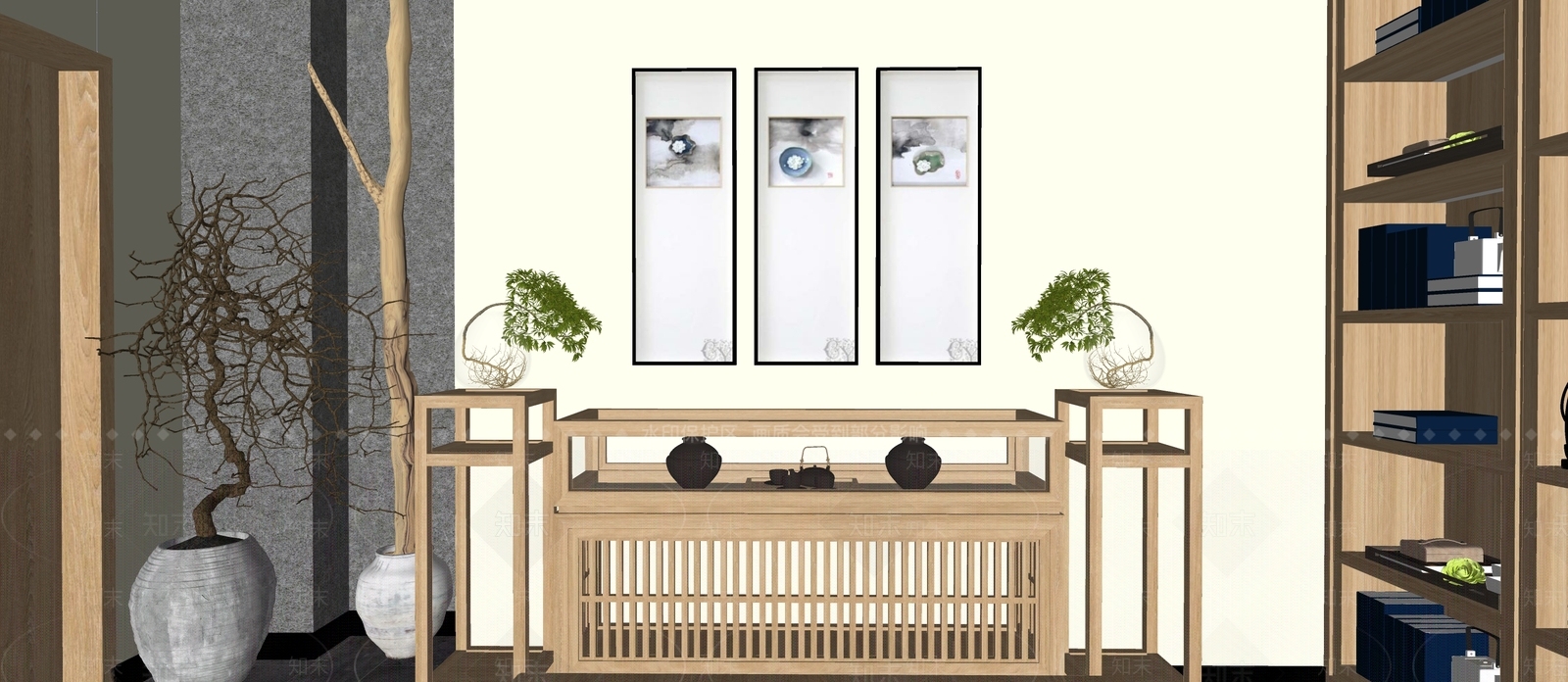 新中式风格茶馆SU模型下载【ID:965880788】