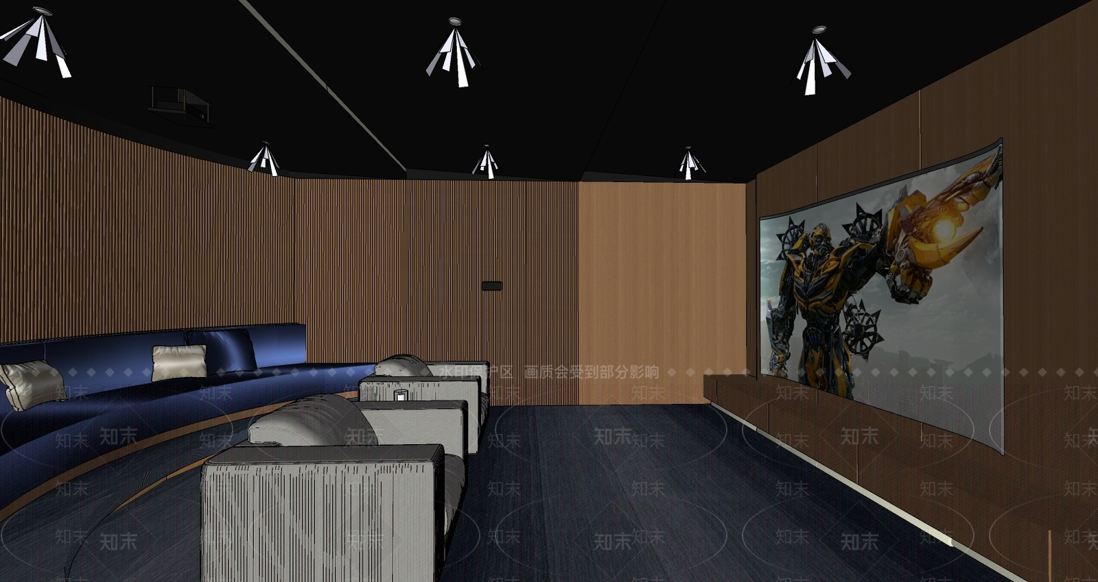 现代风格影音室SU模型下载【ID:565882796】