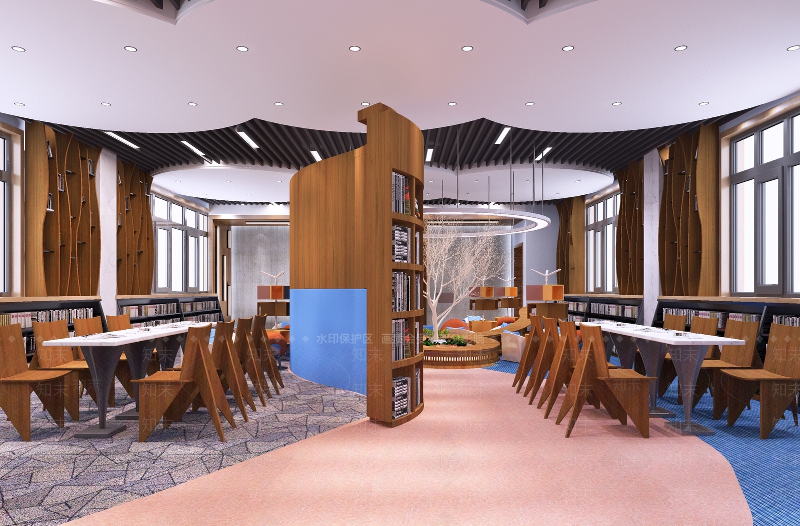 现代休闲图书馆3D模型下载【ID:865884278】