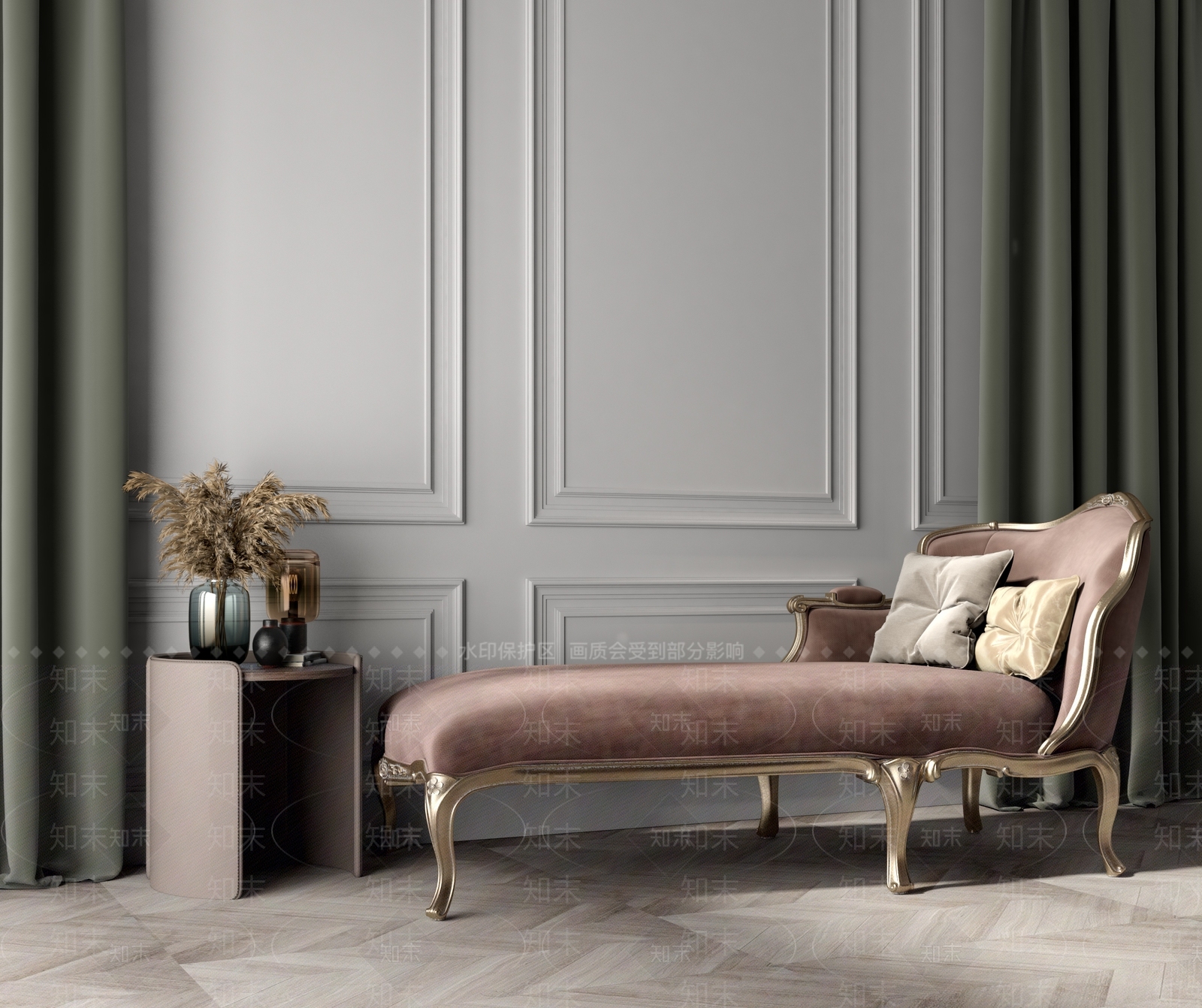 欧式风格贵妃椅SU模型下载【ID:465986435】