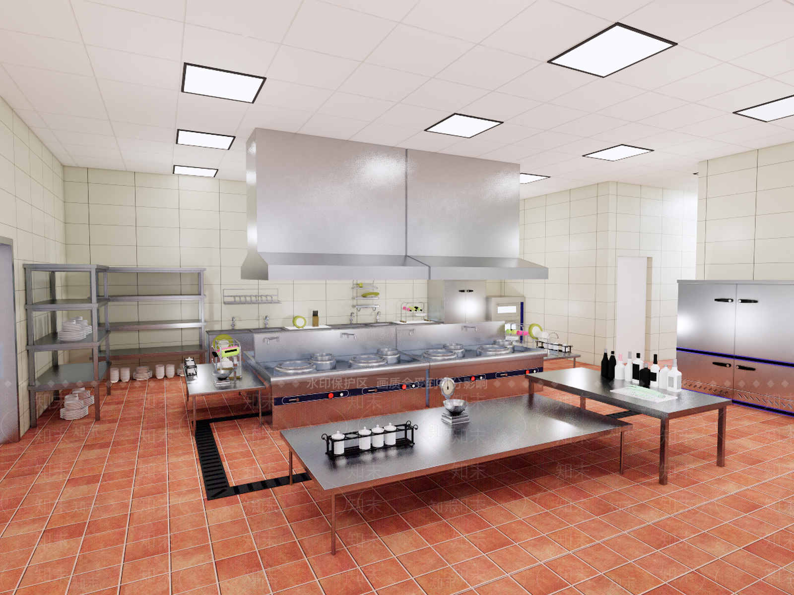 现代酒店厨房SU模型下载【ID:965996384】