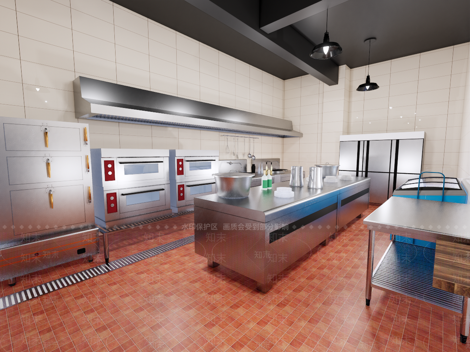 现代风格酒店厨房SU模型下载【ID:965996390】