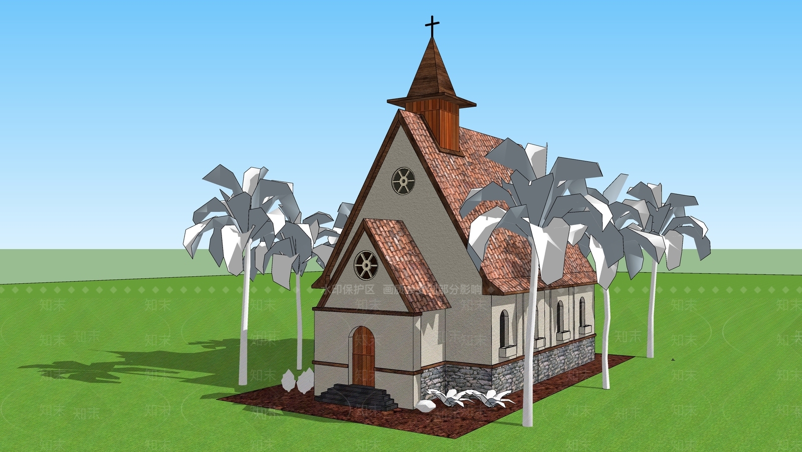 欧式风格礼堂SU模型下载【ID:566016267】