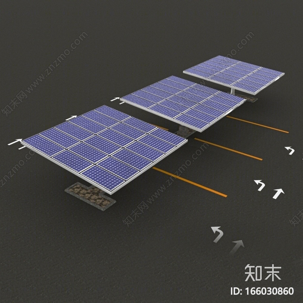 現代光伏太陽能板3d模型下載【id:166030860】_知末3d模型網